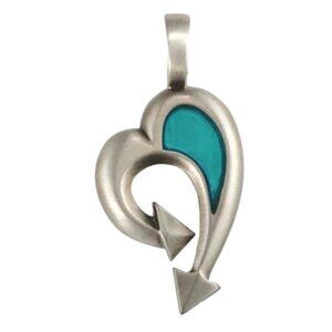 BICO Australia "Seeds" Aqua Blue Resin Open Heart Silver-Plated Pewter Pendant